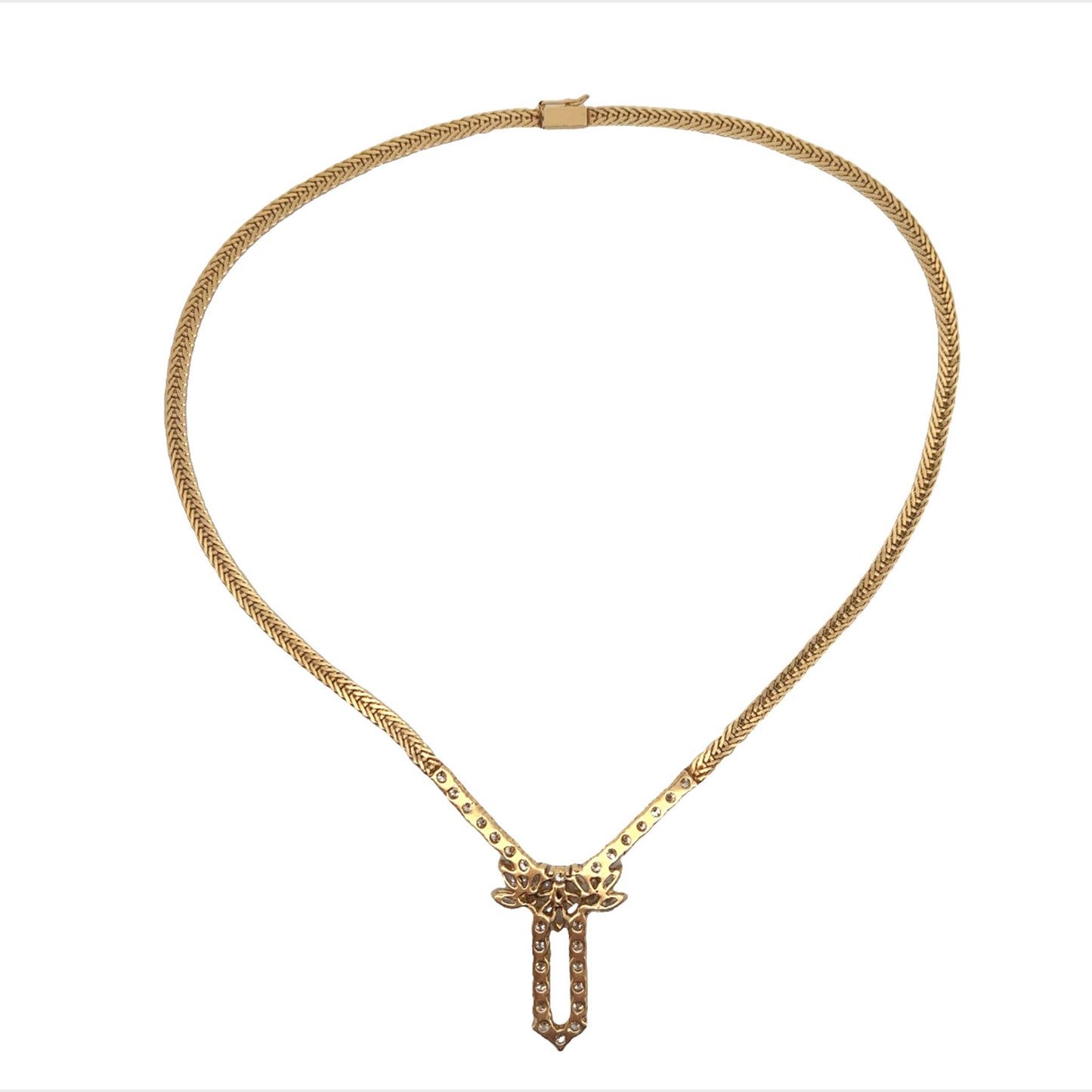 Post-1980s 18KT Yellow Gold Diamond Necklace back