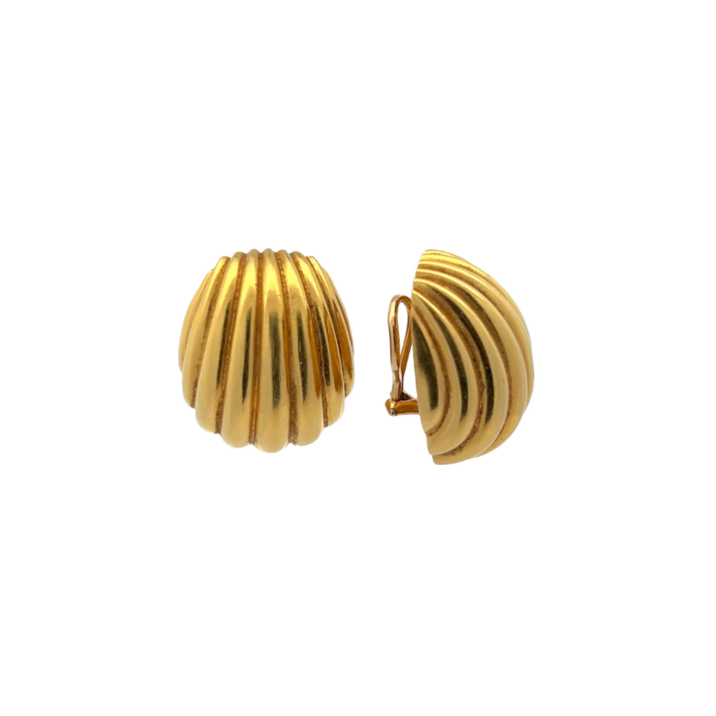 1980s 18KT Yellow Gold Earrings front and side