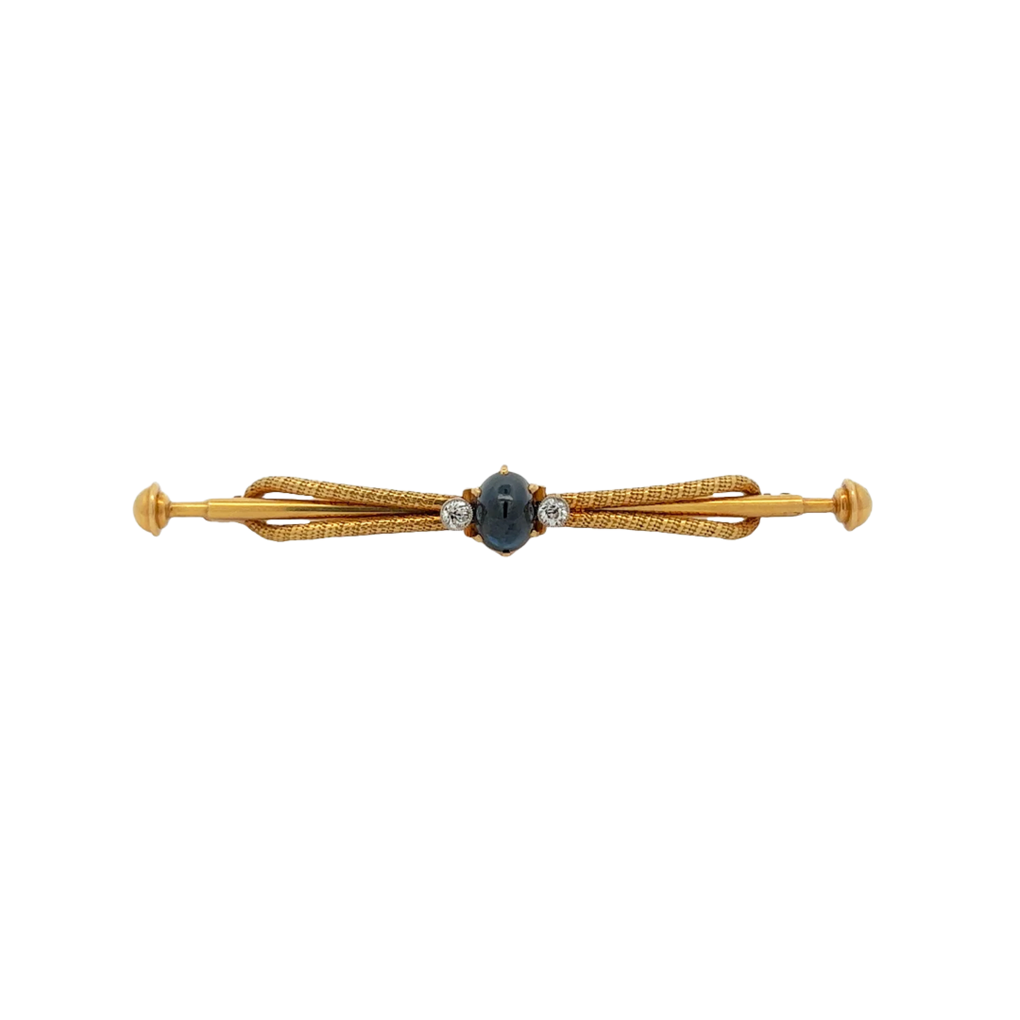 1960s 18KT Yellow Gold Sapphire & Diamond Scarf Pin front