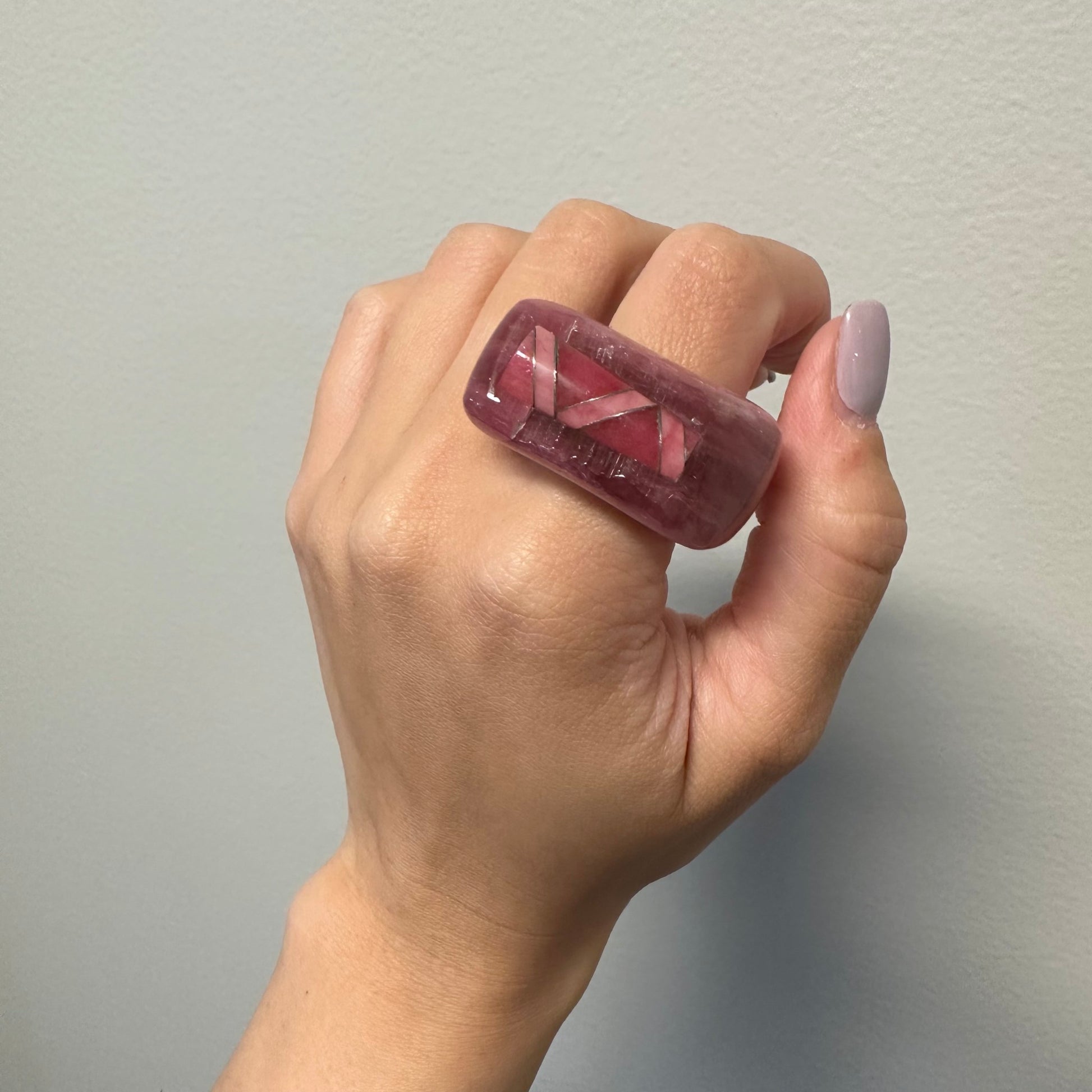 1980s Rubellite Ring on finger