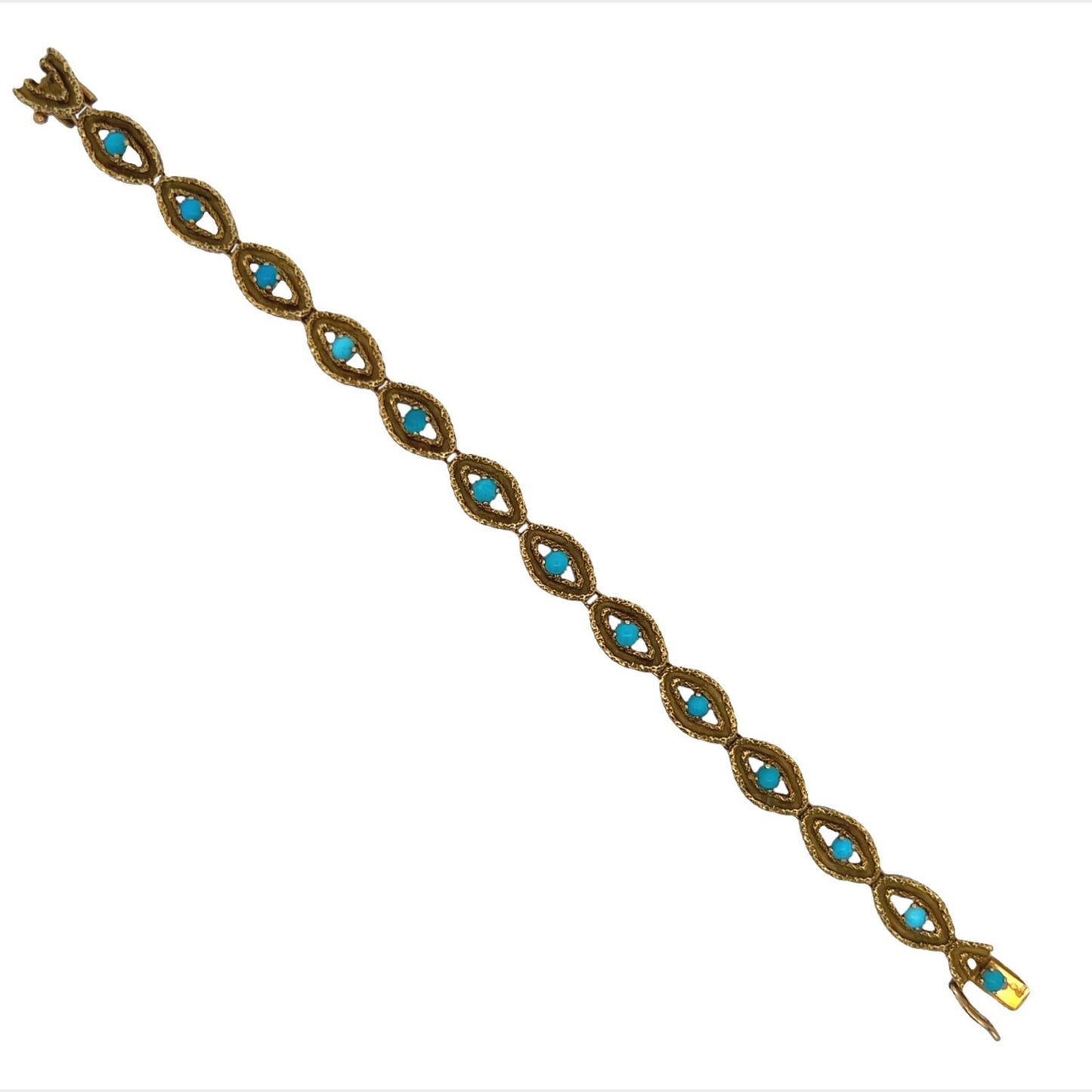 Boucheron 1960s 18KT Yellow Gold Turquoise Bracelet front