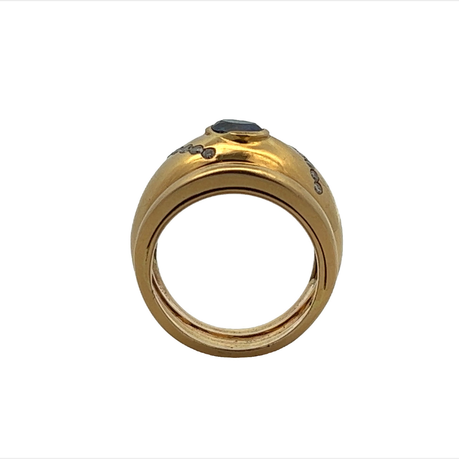 1960s 18KT Yellow Gold Sapphire & Diamond Ring profile