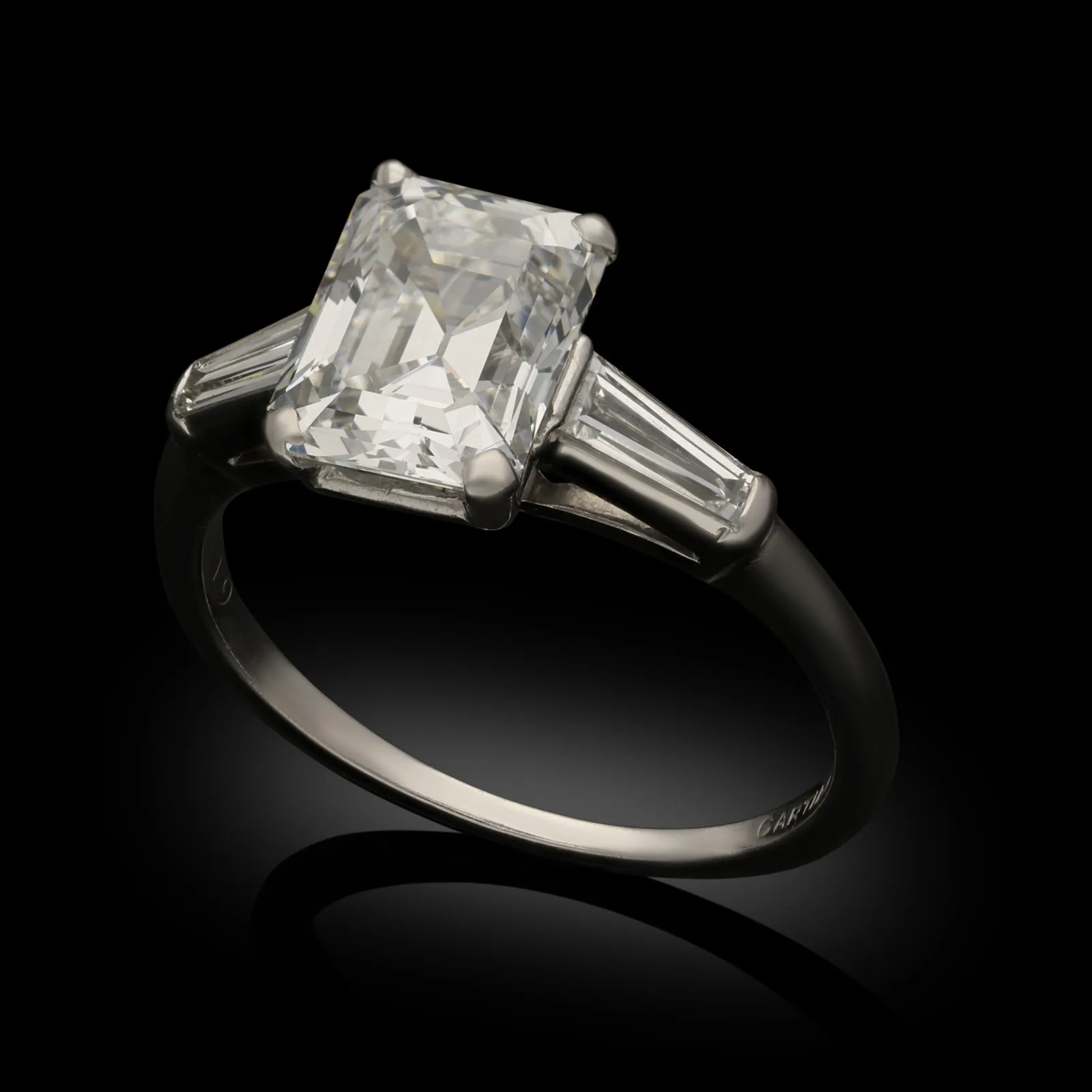 Cartier 1950s Platinum Diamond Ring front