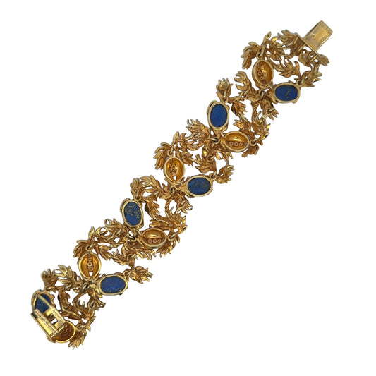Cartier Aldo Cipullo 1970s 18KT Yellow Gold Lapis Lazuli & Diamond Bracelet back