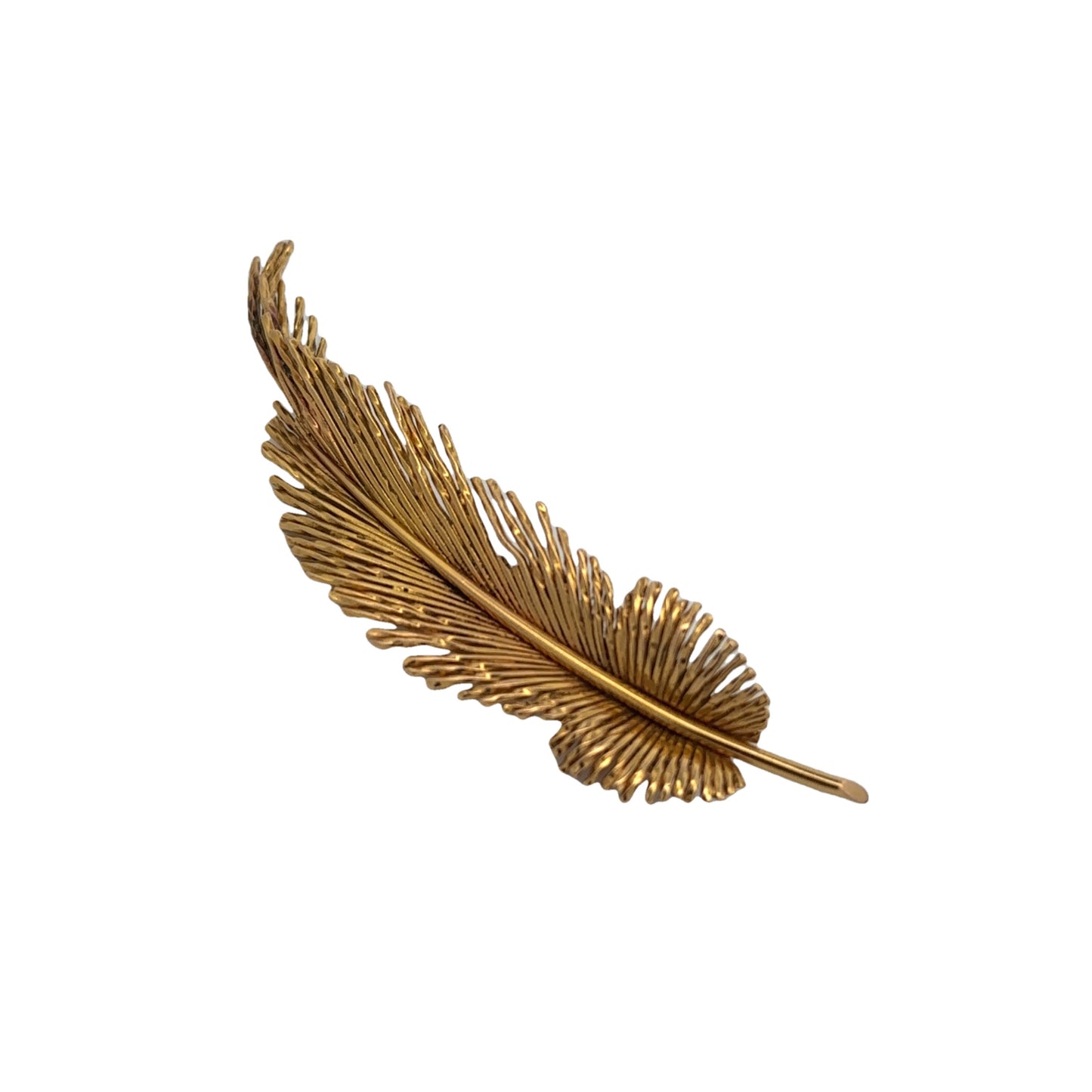 Pierre Sterle 1970s 18KT Yellow Gold Feather Brooch front