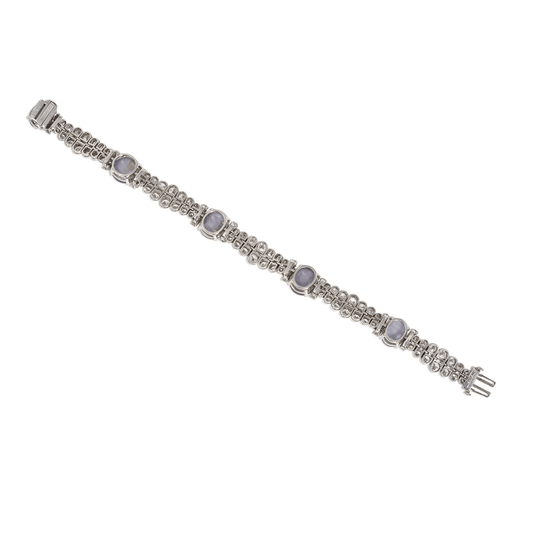 Oscar Heyman Bros Art Deco Platinum Star Sapphire & Diamond Bracelet back