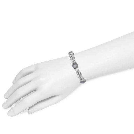 Oscar Heyman Bros Art Deco Platinum Star Sapphire & Diamond Bracelet on wrist