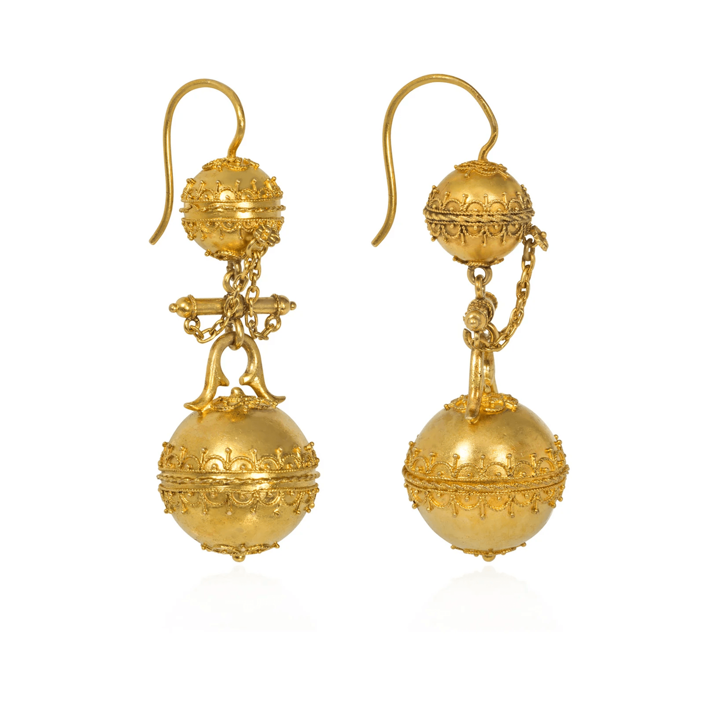 Victorian Etruscan Revival 14KT Yellow Gold Earrings side