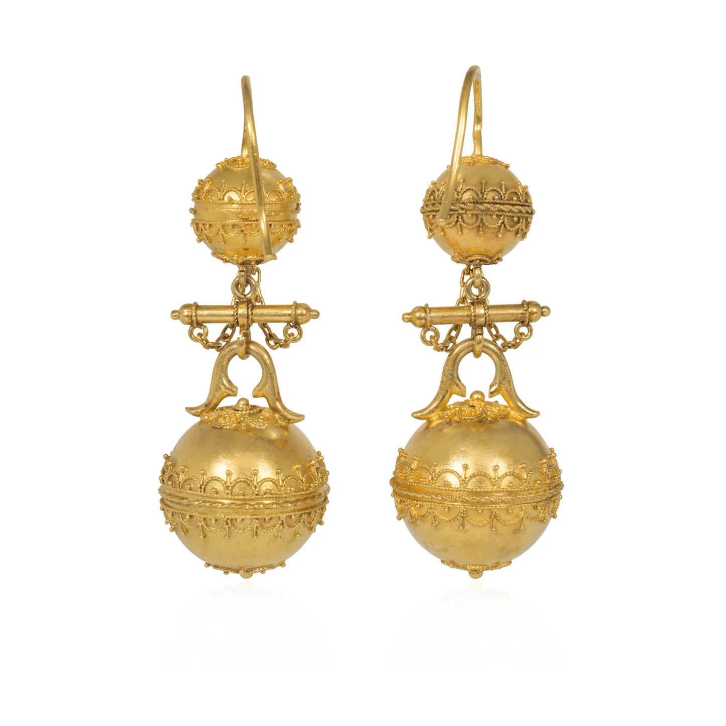 Victorian Etruscan Revival 14KT Yellow Gold Earrings back