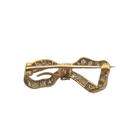 Tiffany & Co. Edwardian Platinum & 18KT Yellow Gold Diamond Bow Brooch back