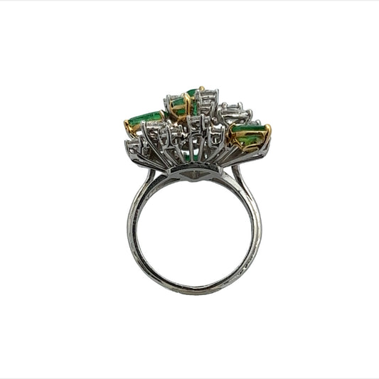 1970s Platinum Emerald & Diamond Ring profile
