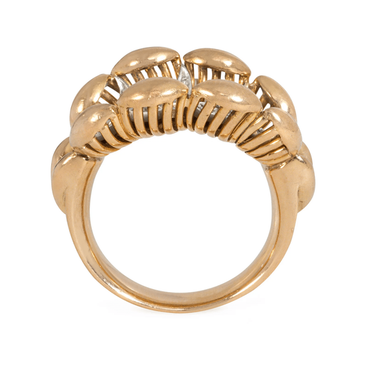 Rene Fréchou French Retro 18KT Rose Gold Diamond Ring profile