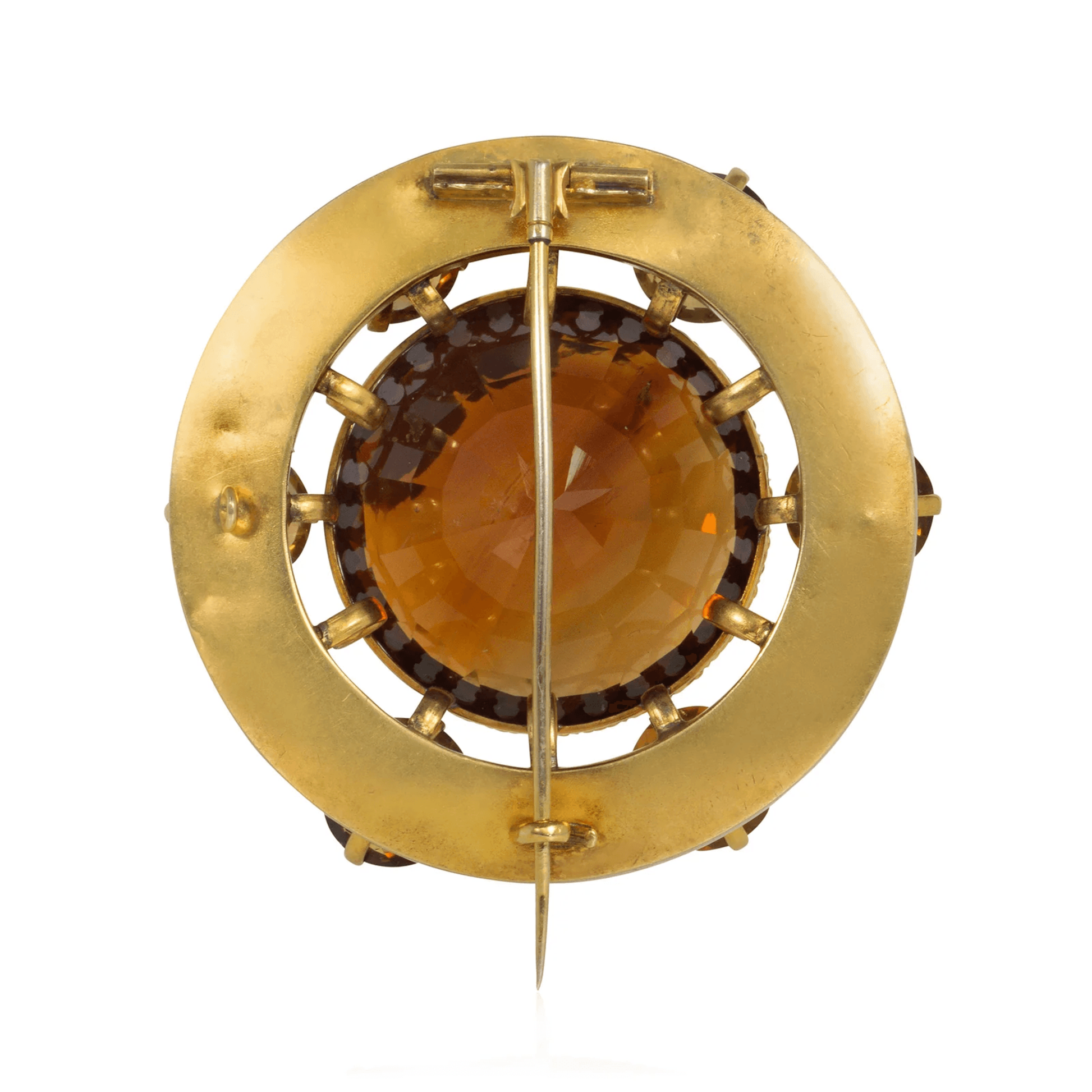 Victorian 18KT Yellow Gold Citrine Brooch back