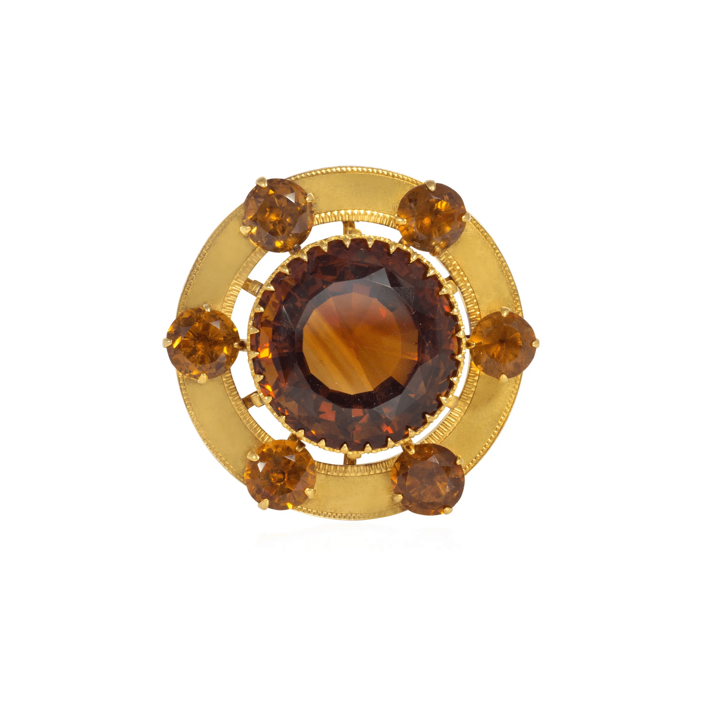 Victorian 18KT Yellow Gold Citrine Brooch front