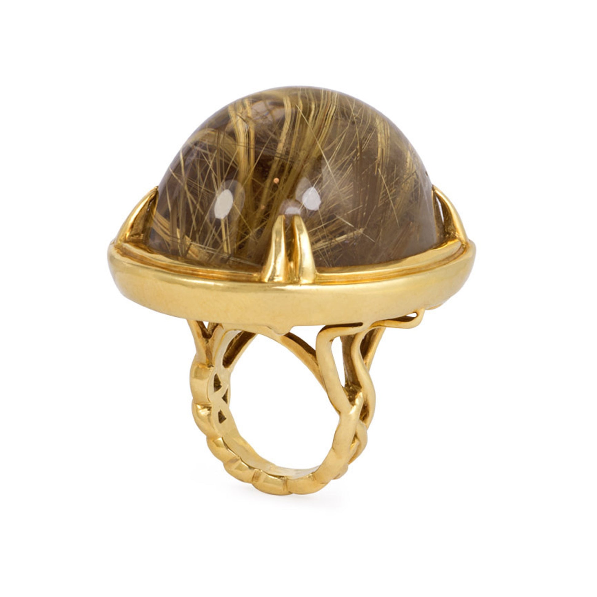 French 1970s 18KT Yellow Gold Quartz Ring profile