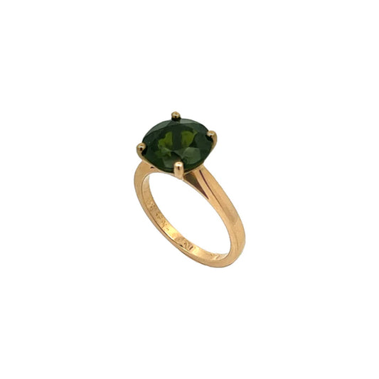 1970s 18KT Yellow Gold Tourmaline Ring top front