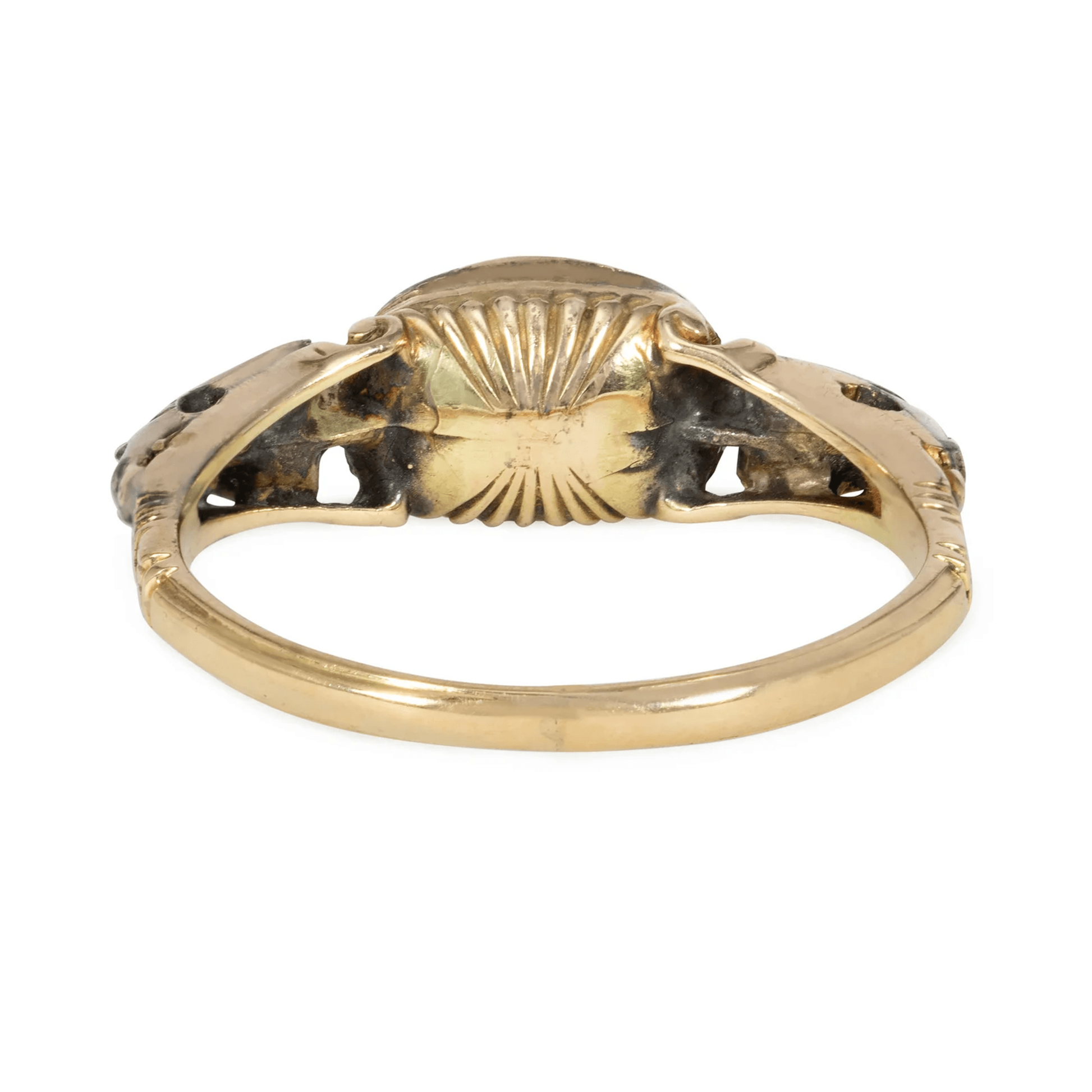 Georgian Silver & 18KT Yellow Gold Sapphire & Diamond Ring back