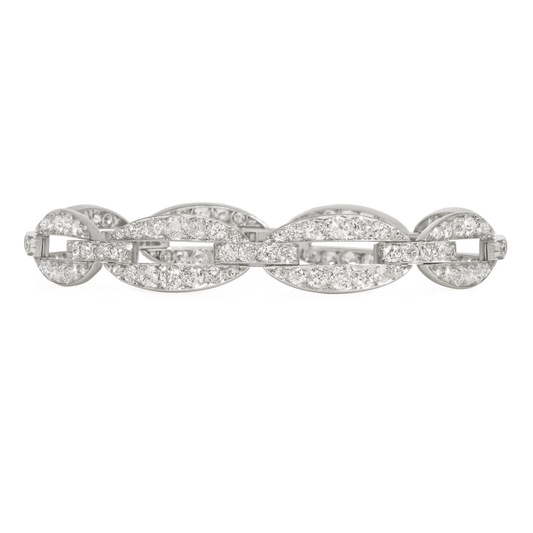 Joseph Dworak French Art Deco Platinum Diamond Bracelet front