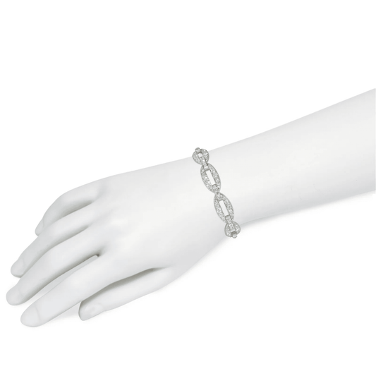 Joseph Dworak French Art Deco Platinum Diamond Bracelet on wrist