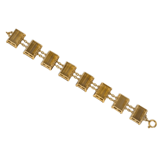 1950s 18KT Yellow Gold Citrine Bracelet back