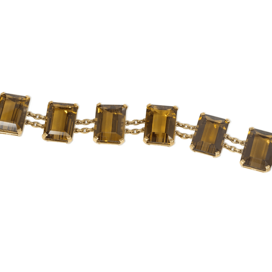 1950s 18KT Yellow Gold Citrine Bracelet close-up details