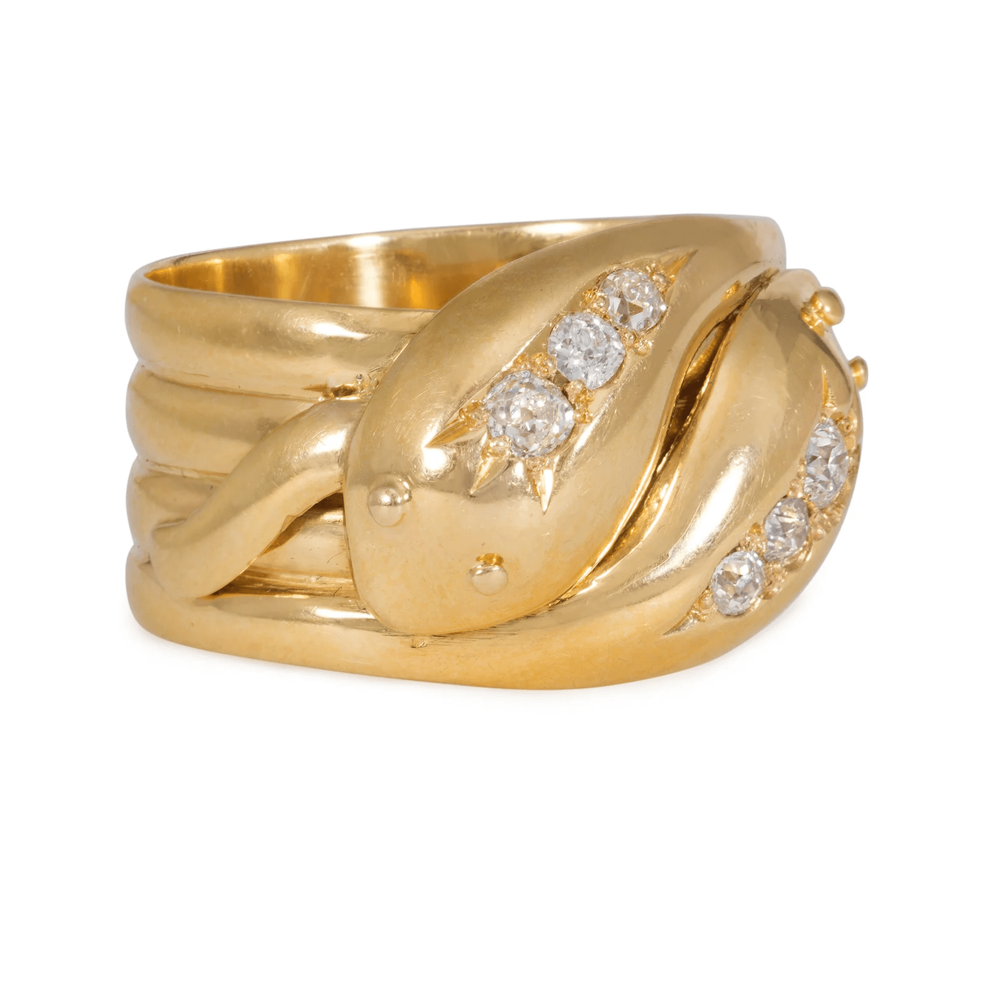 Victorian 18KT Yellow Gold Diamond Snake Ring side