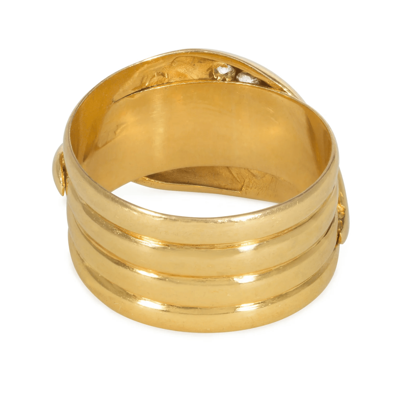 Victorian 18KT Yellow Gold Diamond Snake Ring back