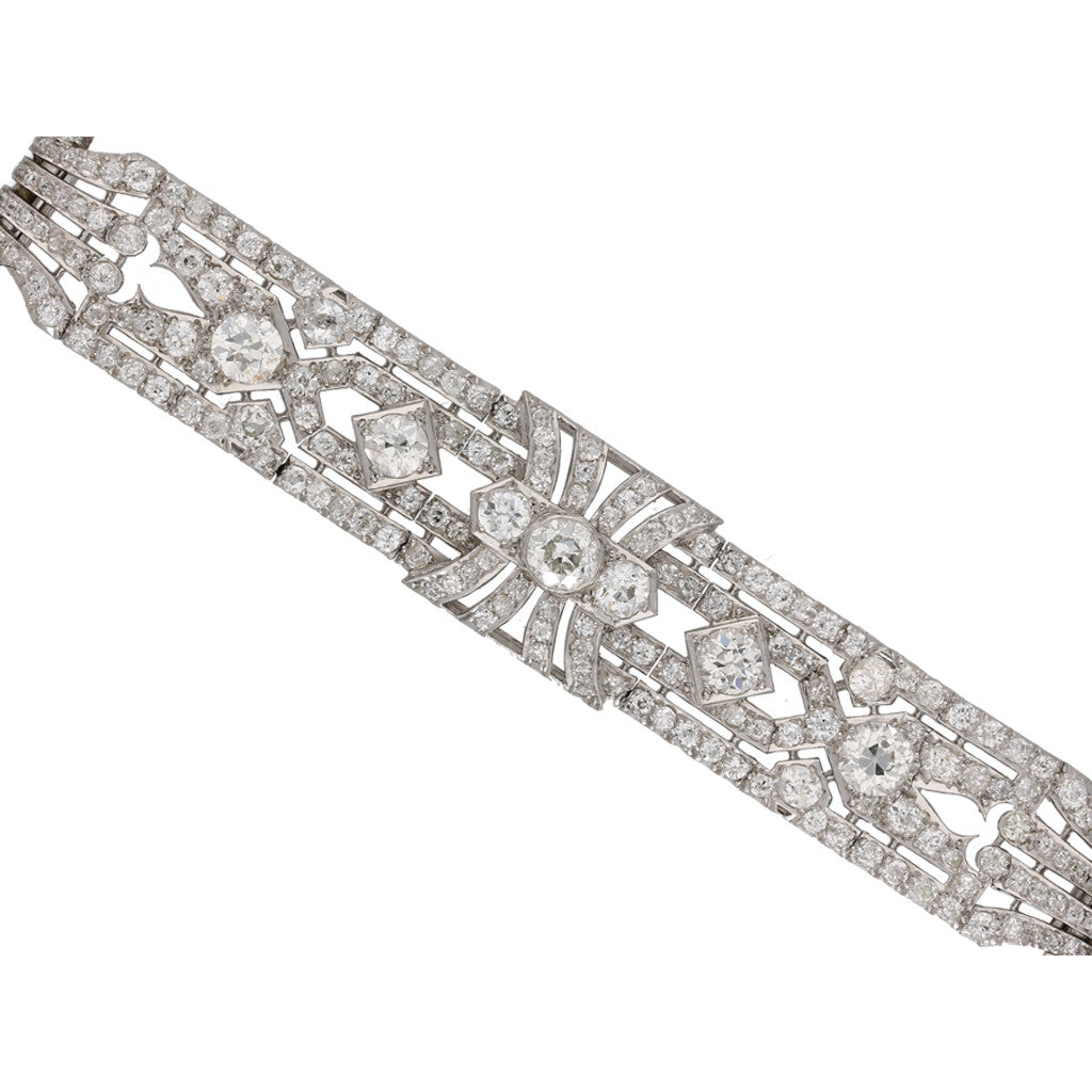 Art Deco Platinum Diamond Bracelet close-up details