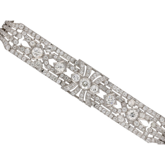 Art Deco Platinum Diamond Bracelet close-up details