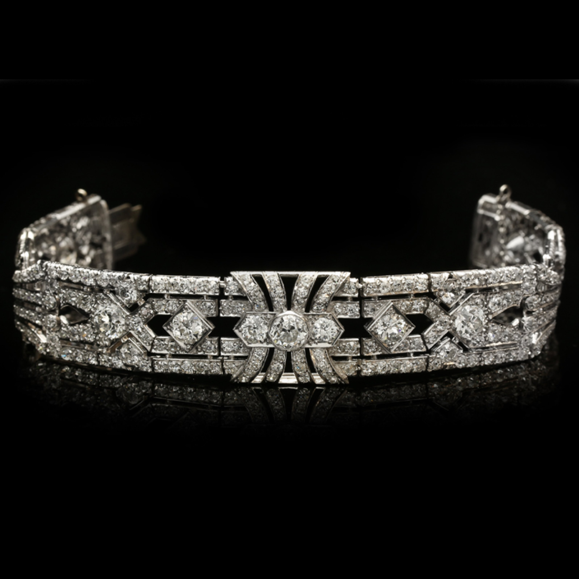 Art Deco Platinum Diamond Bracelet front