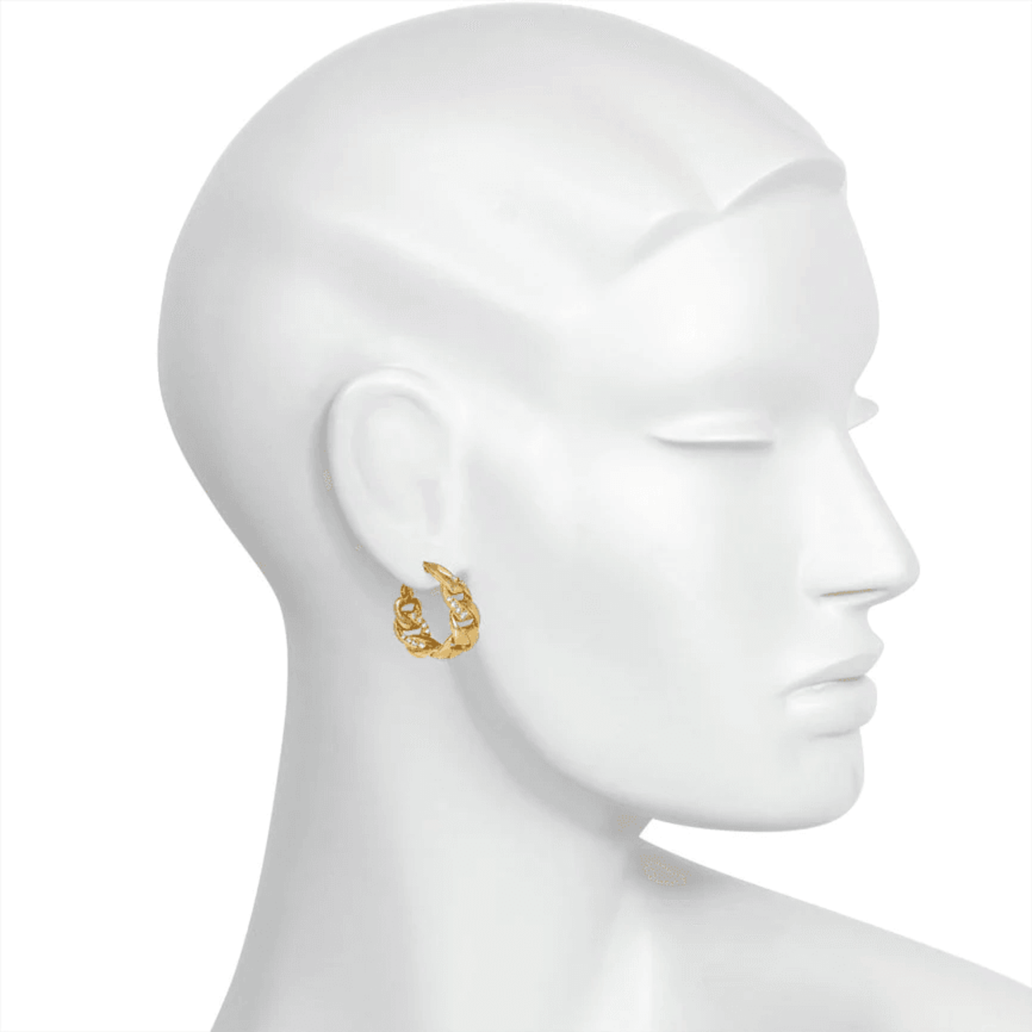 Cartier French 1970s 18KT Yellow Gold Diamond Earrings on ear