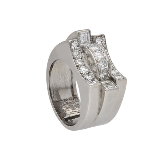 Rene Boivin Art Deco Platinum Diamond Ring side