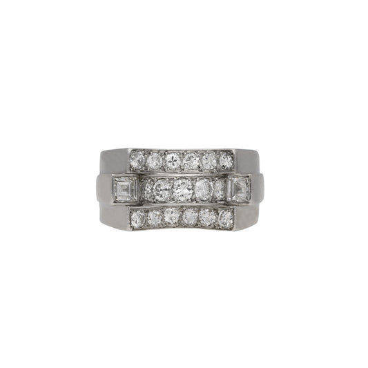 Rene Boivin Art Deco Platinum Diamond Ring front