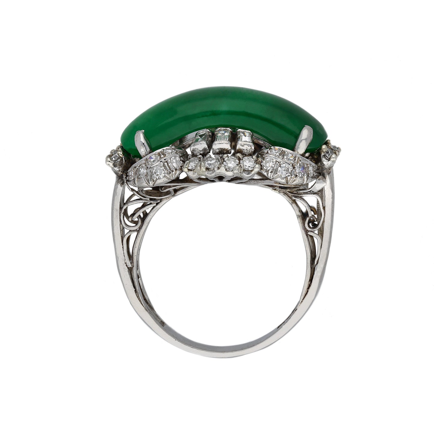 1950s Platinum Jade & Diamond Ring profile