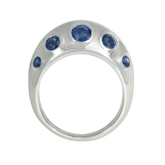 French Art Deco 18KT White Gold Sapphire Ring profile