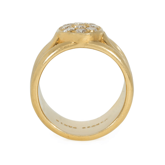 Hermès French 1970s 18KT Yellow Gold Diamond Ring profile