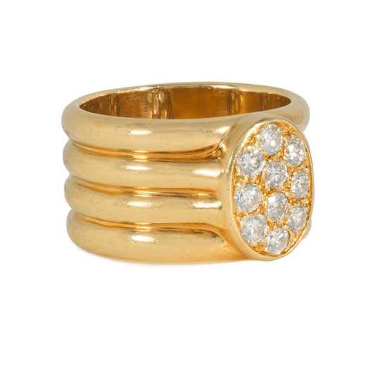 Hermès French 1970s 18KT Yellow Gold Diamond Ring side