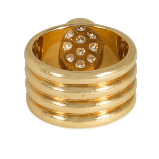 Hermès French 1970s 18KT Yellow Gold Diamond Ring back