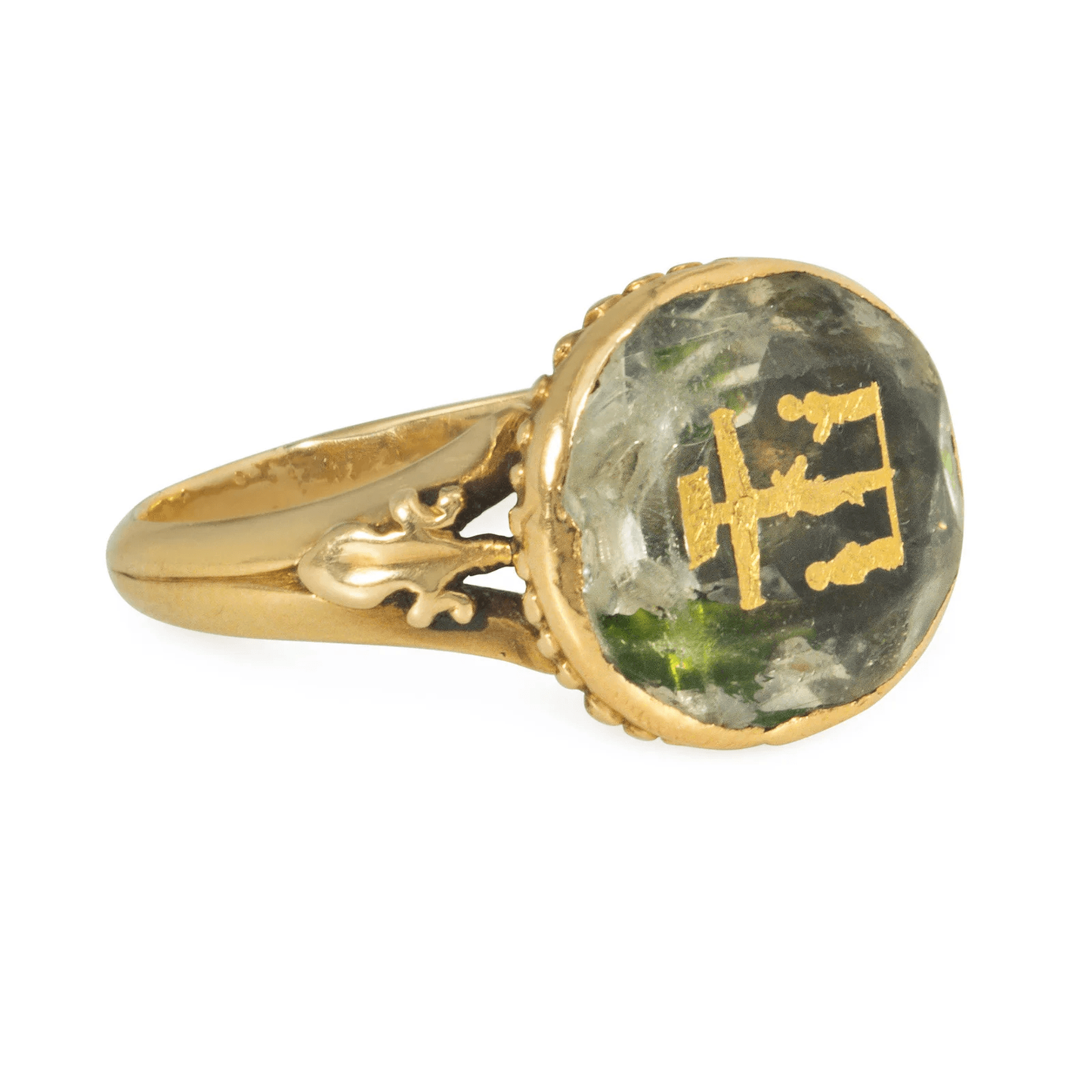 Georgian 18KT Yellow Gold Citrine Passion of Christ Ring side
