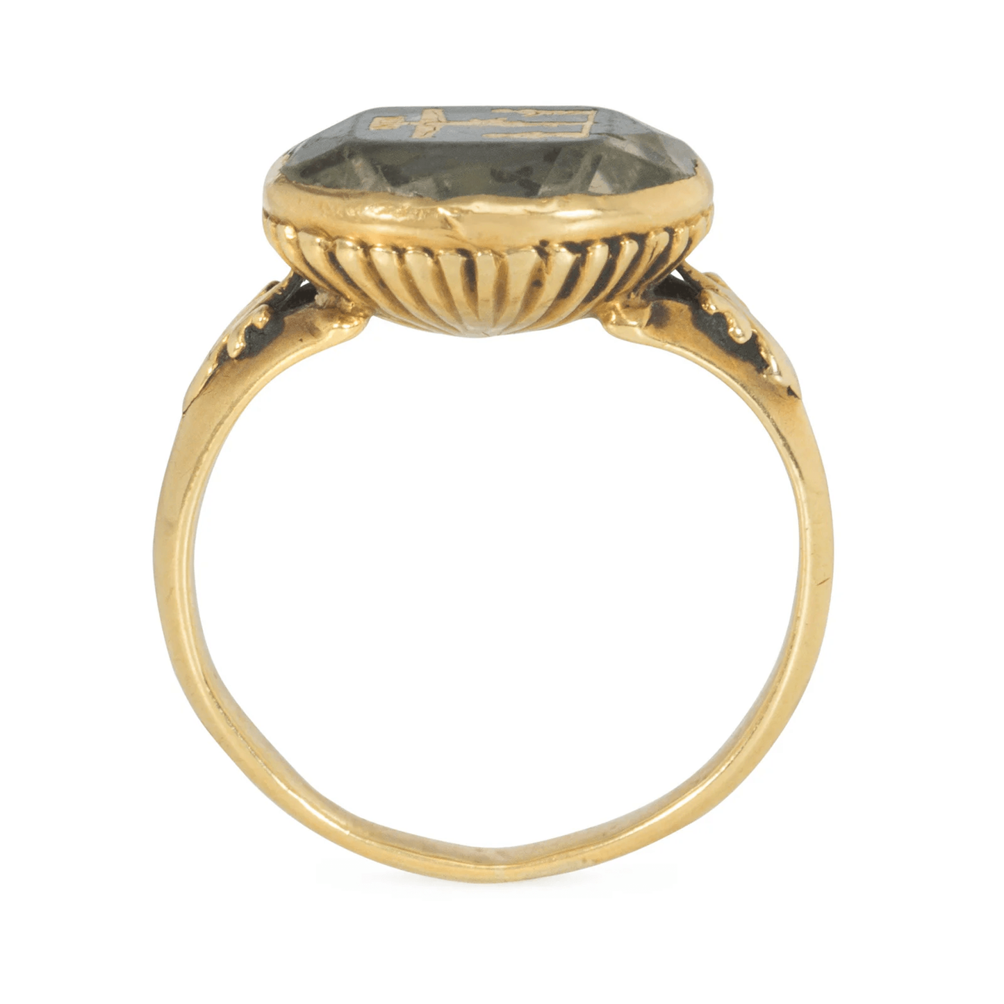 Georgian 18KT Yellow Gold Citrine Passion of Christ Ring profile