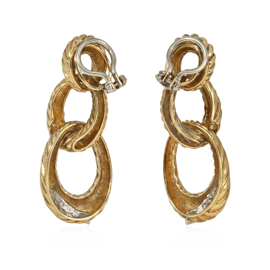 1970s 18KT Yellow Gold Diamond Earrings back