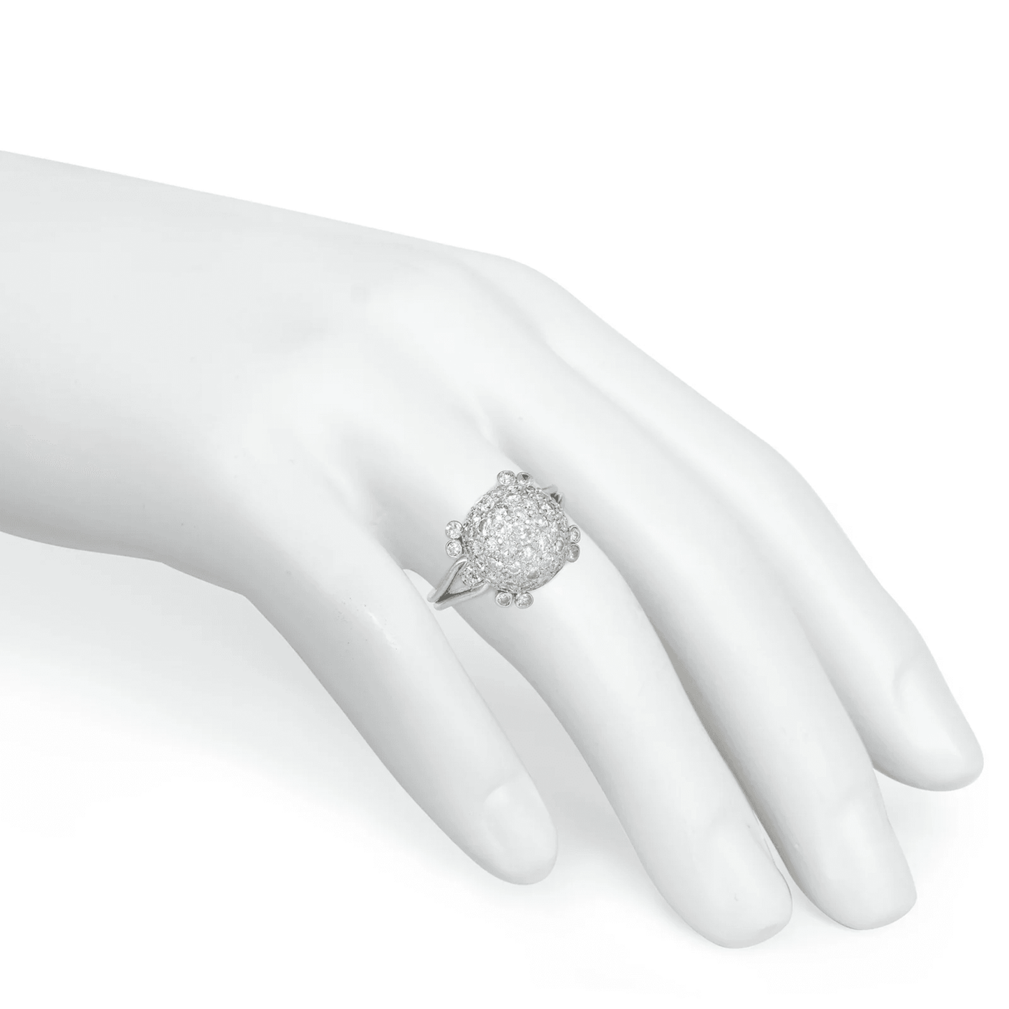 Art Deco Platinum Diamond Ring on finger