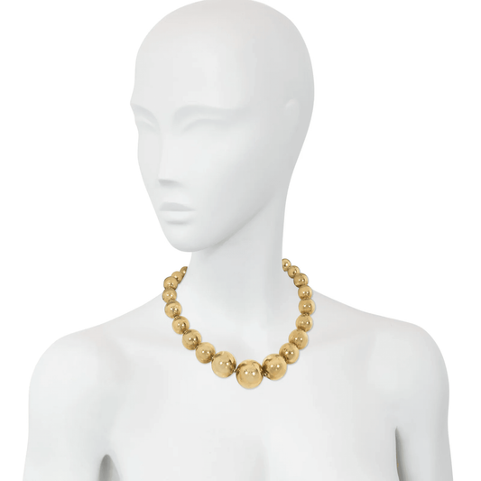 1980s Silver & 14KT Yellow Gold Necklace worn on neck