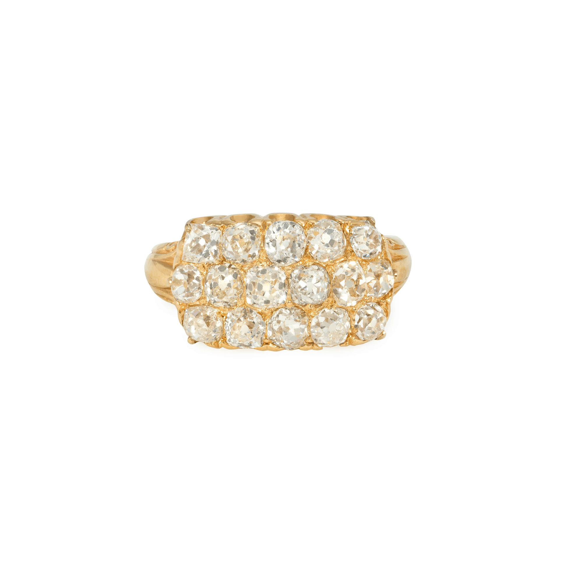 Victorian 18KT Yellow Gold Diamond Ring front