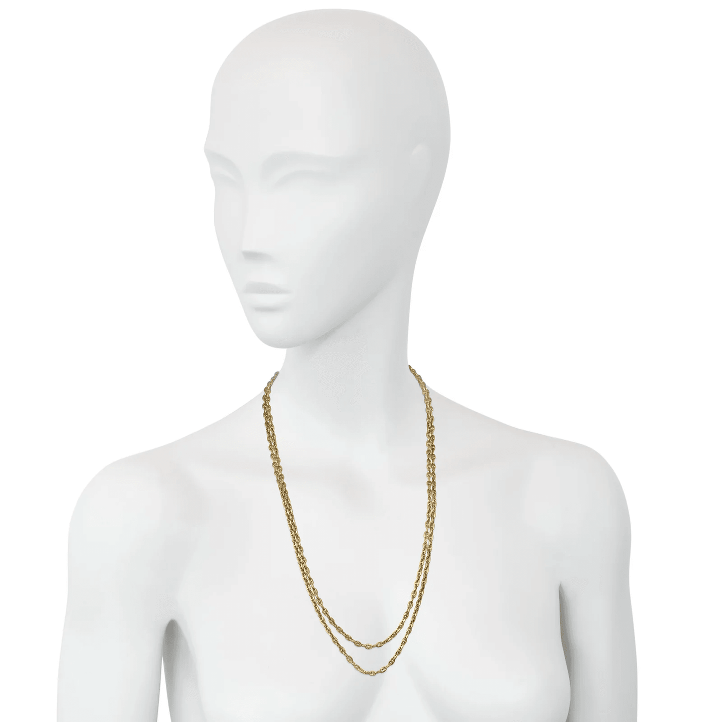 Victorian 18KT Yellow Gold Necklace on neck