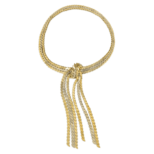 Maison Gerard French 1980s 18KT Yellow & White Gold Rope Necklace front