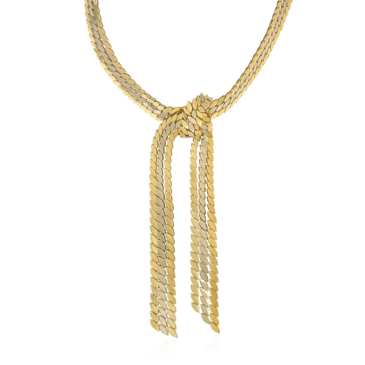 Maison Gerard French 1980s 18KT Yellow & White Gold Rope Necklace close-up