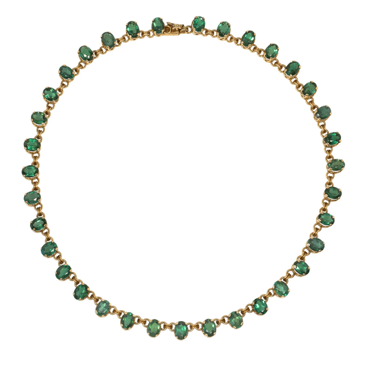 H. Stern 1950s 18KT Yellow Gold Tourmaline Rivière Necklace front