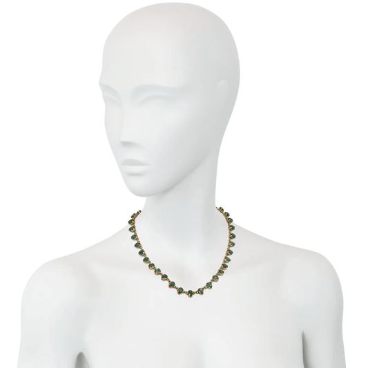 H. Stern 1950s 18KT Yellow Gold Tourmaline Rivière Necklace on neck