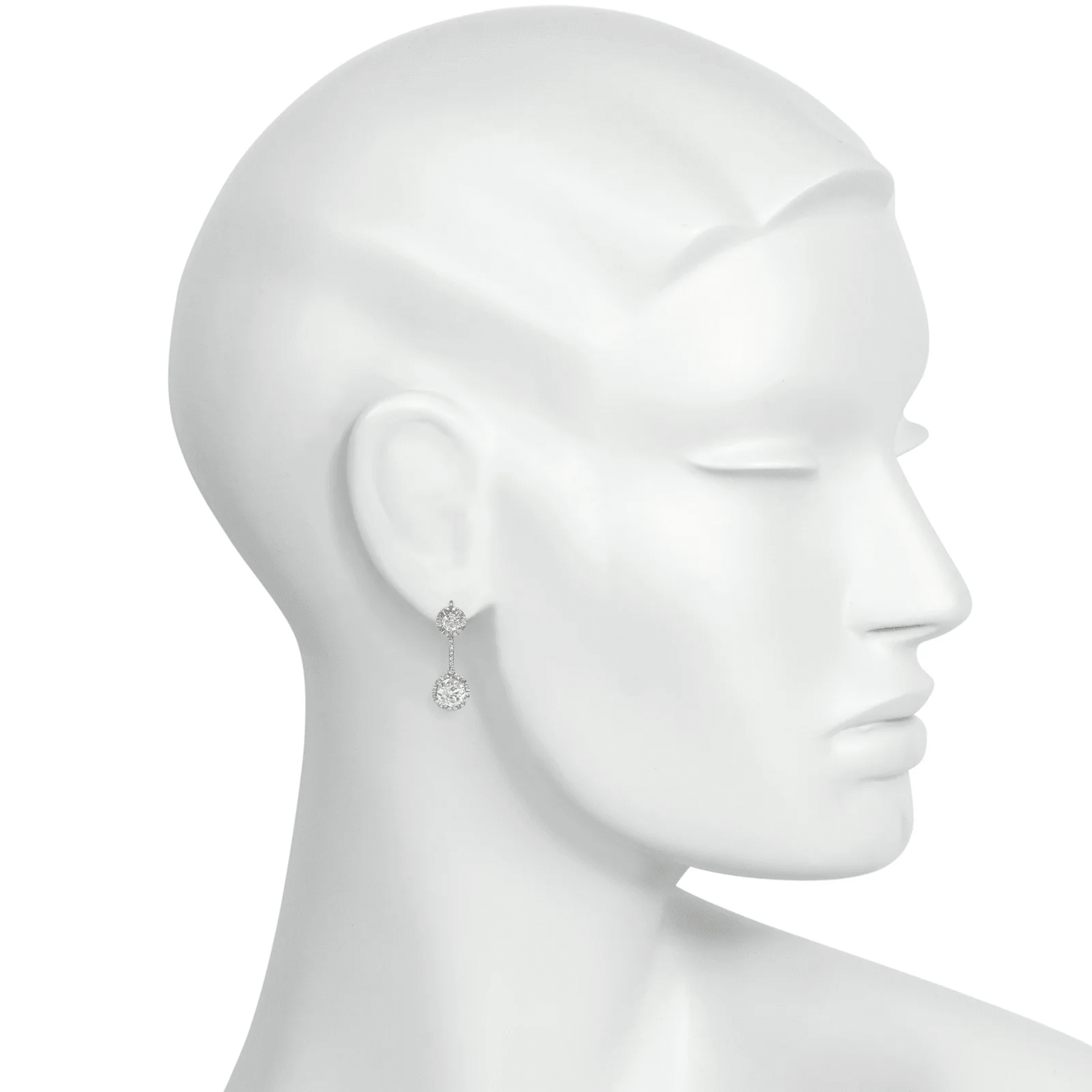 French Art Deco Platinum & 18KT Yellow Gold Diamond Earrings on ear